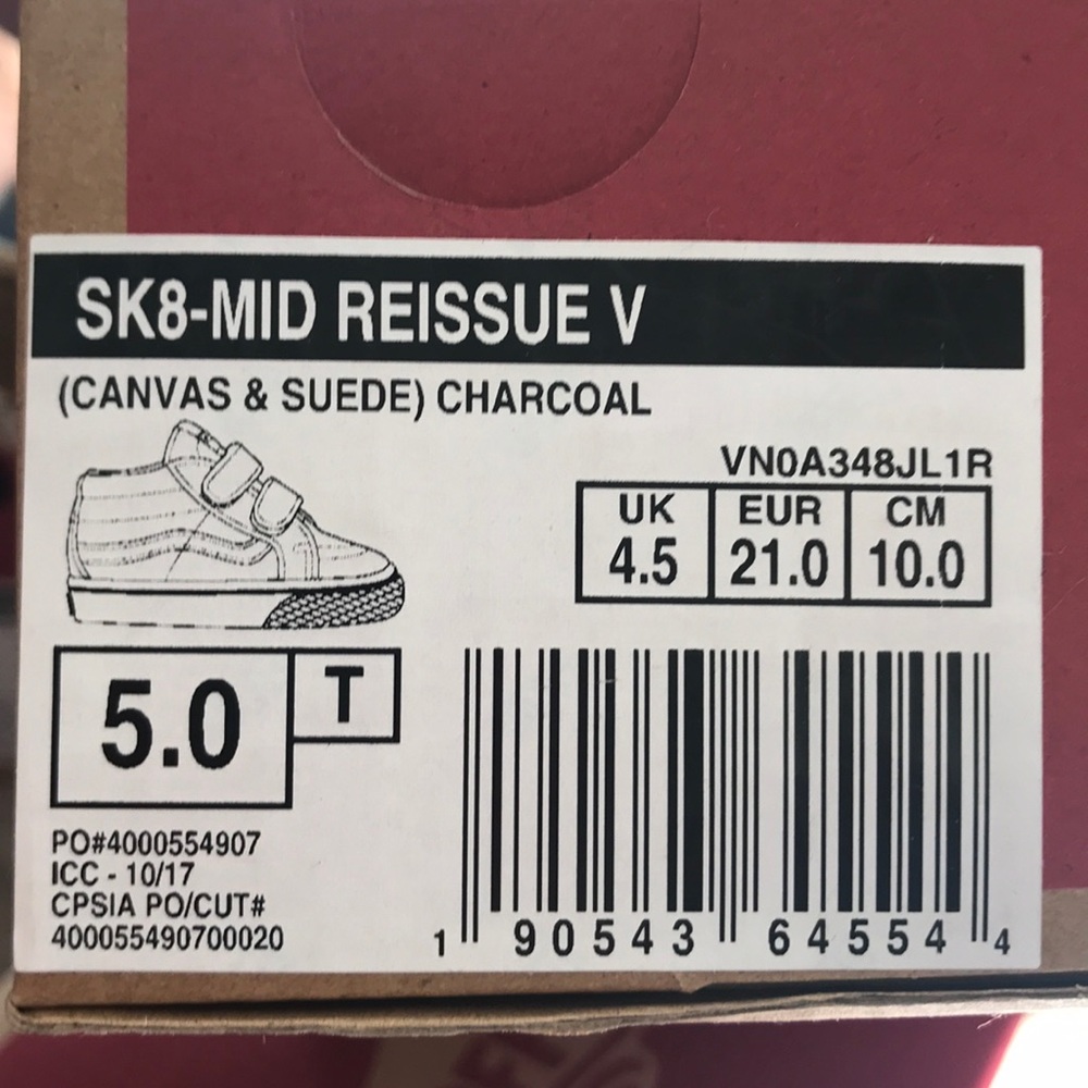 VANS SK8-MID Reissue V  Canvas Suede Charcoal Kids - Picture 7 of 7